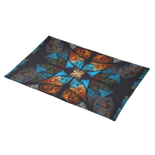 Quilted Star Abstract in Blues Cloth Placemat