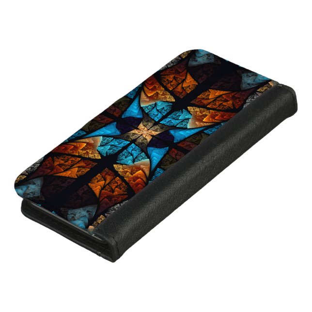 Quilted Star Abstract in Blues iPhone Wallet Case (Top)