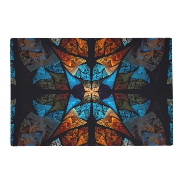 Quilted Star Abstract in Blues Placemat (Front)