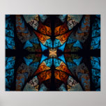 Quilted Star Abstract in Blues Poster