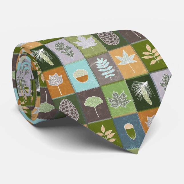 Quilted Summer Leaves Neck Tie (Rolled)
