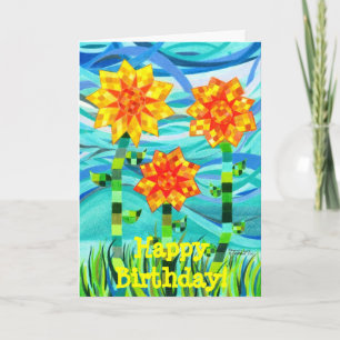 Quilted Sunflowers Birthday Card
