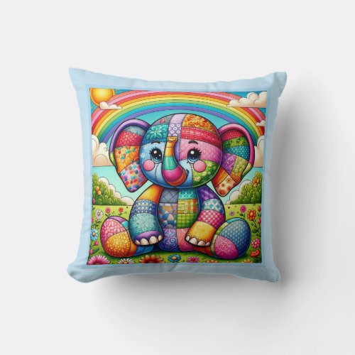 Quilted Sunshine Elephant Throw Pillow