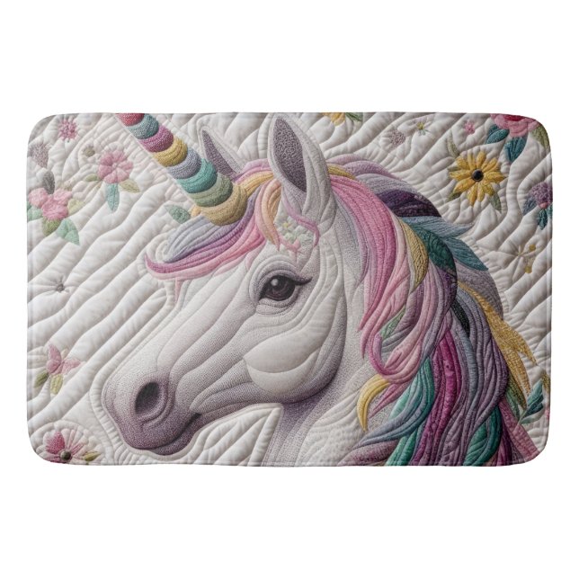 Quilted Unicorn Bath Mat (Front)