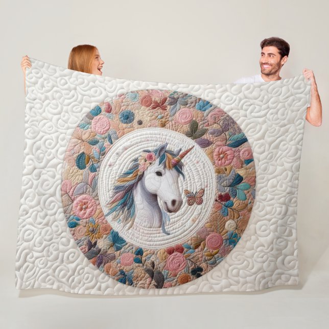 Quilted Unicorn Fleece Blanket (In Situ)