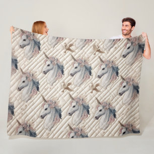 Quilted Unicorn Fleece Blanket