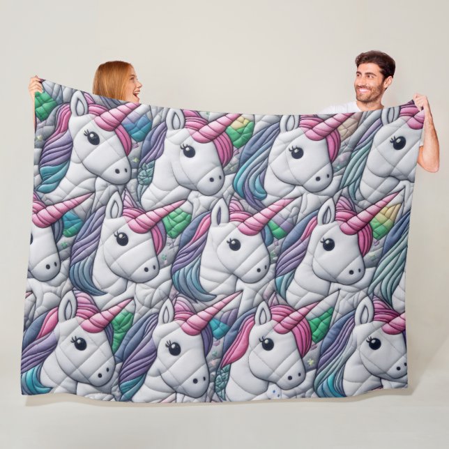 Quilted Unicorn Fleece Blanket (In Situ)