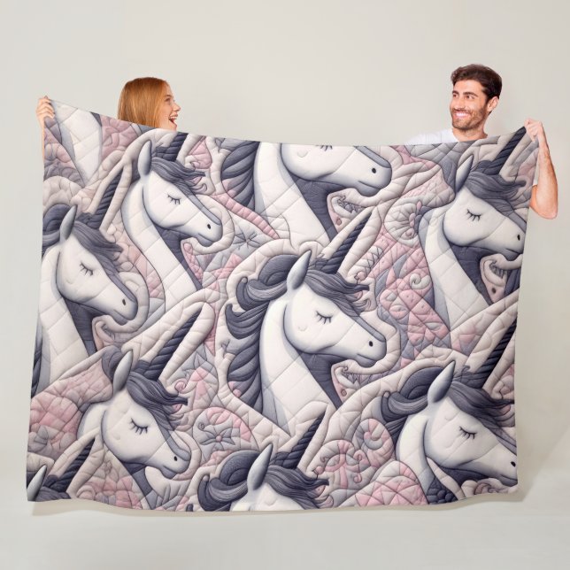 Quilted Unicorn Fleece Blanket (In Situ)
