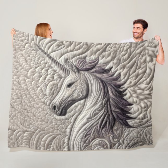 Quilted Unicorn Fleece Blanket (In Situ)