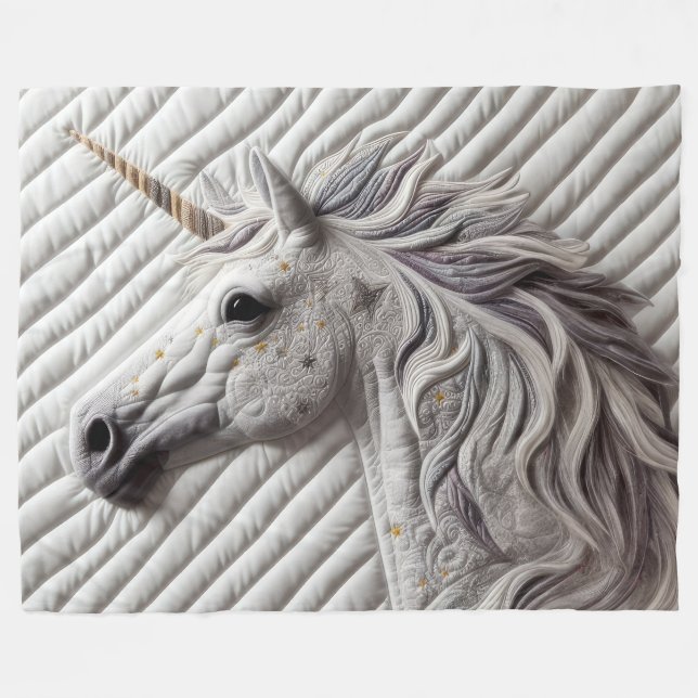 Quilted Unicorn Fleece Blanket (Front (Horizontal))