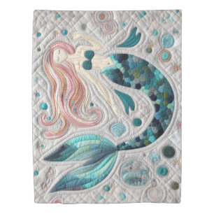 Quilted Whimsical Abstract Mermaid TWIN Duvet Cover