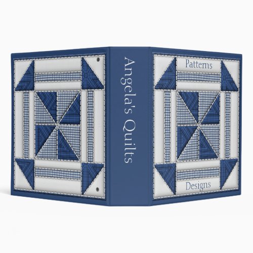 Quilter Collection in Blue and White Quilt Pattern 3 Ring Binder