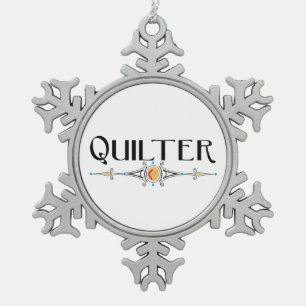Quilter Decorative Line Snowflake Pewter Christmas Ornament
