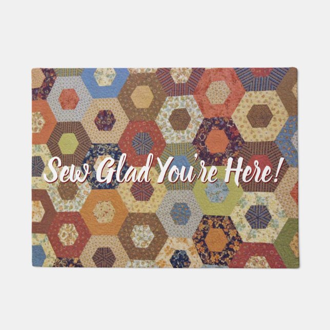 Quilter Fun Sew Glad You're Here Sewing Quilting Doormat (Front)