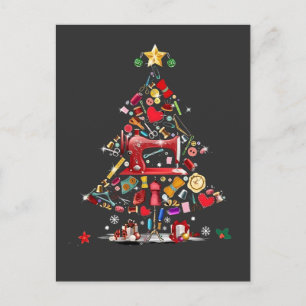 Quilter Merry Christmas Tree Quilt Block Quilting Announcement Postcard