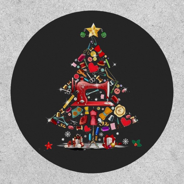 Quilter Merry Christmas Tree Quilt Block Quilting  Patch (Front)