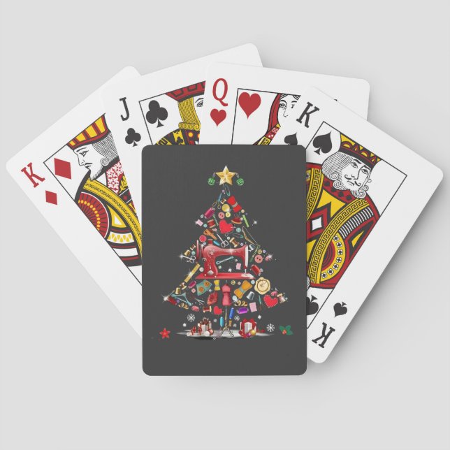 Quilter Merry Christmas Tree Quilt Block Quilting  Poker Cards (Back)