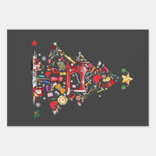 Quilter Merry Christmas Tree Quilt Block Quilting Wrapping Paper Sheets