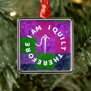 Quilter Mom Grandma quilting fabric patchwork Metal Ornament