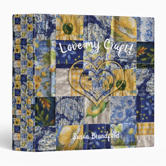 Quilter or Craft Blue Yellow Quilt Binder (Front/Spine)