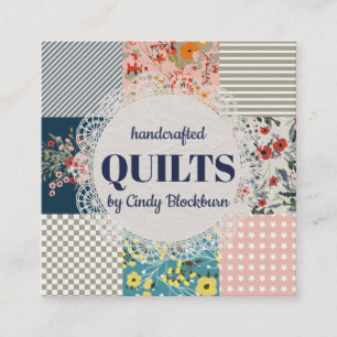 Quilter quilting floral stripes business card