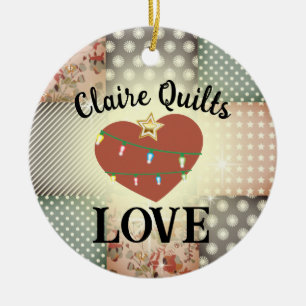 quilter quilting love personalized Christmas Ceramic Ornament