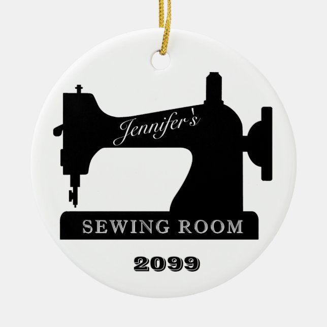 Quilter Sewer Sewing Room Sewing Machine Christmas Ceramic Ornament (Front)