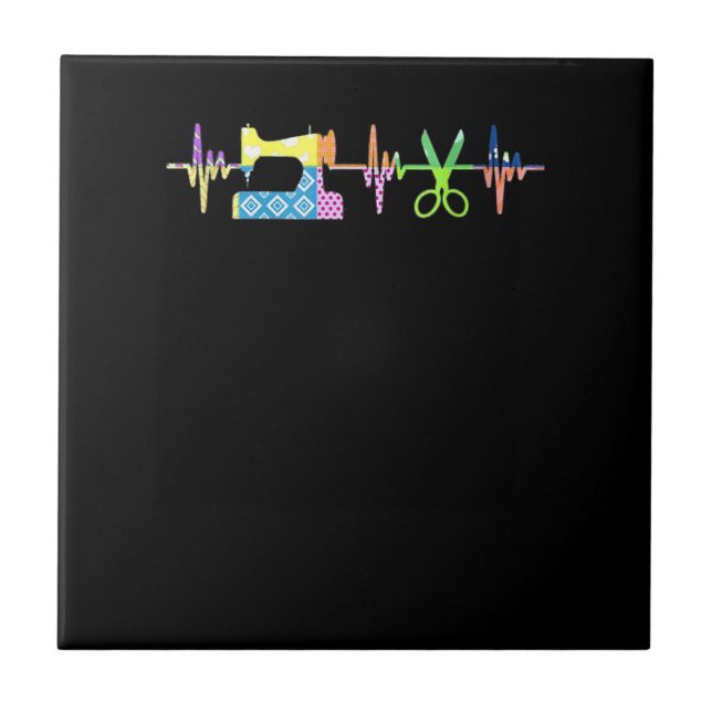 Quilter Sewing Heartbeat - Quilting Lover Ceramic Tile (Front)