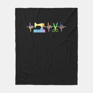 Quilter Sewing Heartbeat - Quilting Lover Fleece Blanket