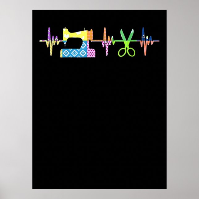 Quilter Sewing Heartbeat - Quilting Lover Poster (Front)