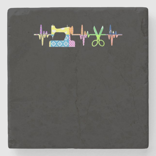 Quilter Sewing Heartbeat - Quilting Lover Stone Coaster (Front)