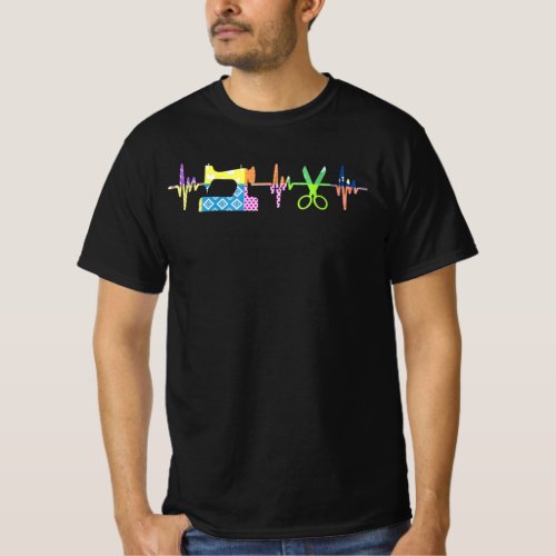Quilter Sewing Heartbeat _ Quilting Lover T_Shirt