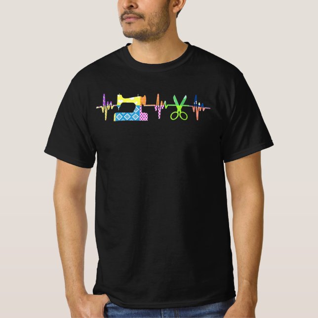 Quilter Sewing Heartbeat - Quilting Lover T-Shirt (Front)