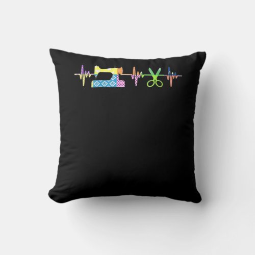 Quilter Sewing Heartbeat _ Quilting Lover Throw Pillow