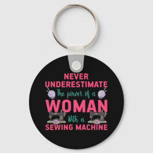 Quilter The Power Of A Woman With A Sewing Machine Keychain