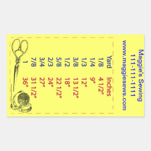 Quilters and Sewers Yard Measurements Sticker
