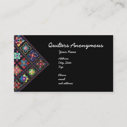 Customizable Quilters Anonymous Business Card