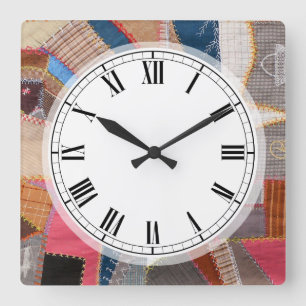 Quilter's Antique American Quilt Pattern Square Wall Clock