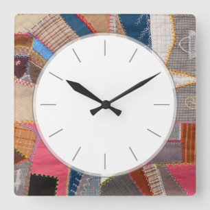Quilter's Antique American Quilt Pattern Square Wall Clock