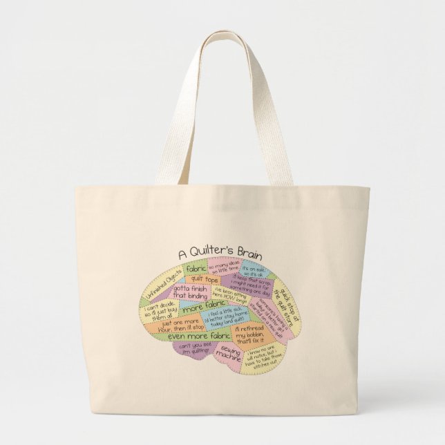 Quilter's Brain Large Tote Bag (Front)