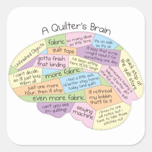 Quilters Brain Square Sticker