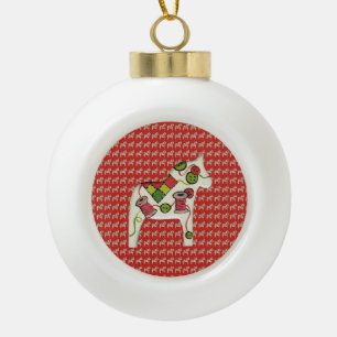 Quilter's Christmas Dala Horse ornament
