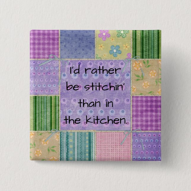 Quilter's Country Patchwork Button (Front)