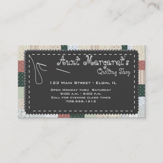 Quilter's Custom Business Card (Front)