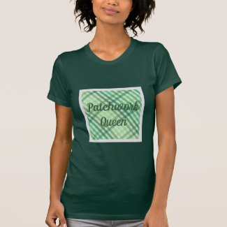 Quilter's Cute Tee, Green Quilt Patchwork,