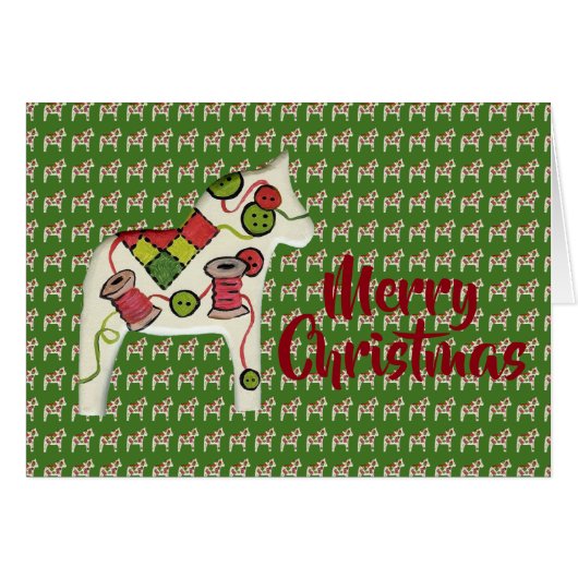 Quilter's Dala Horse Christmas Card (Front Horizontal)