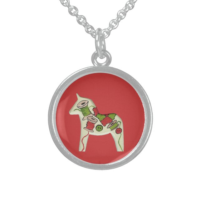Quilter's Dala Horse Necklace (Front)