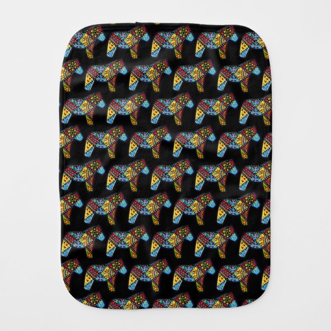 quilter's favorite dala horse baby burp cloth (Front)