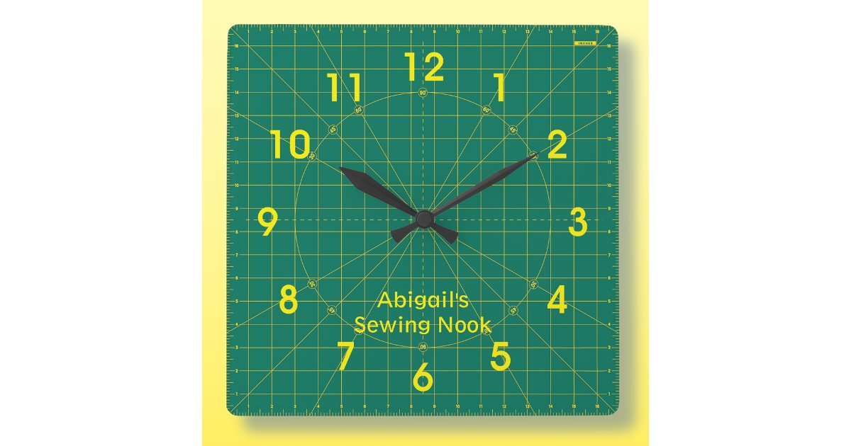 Quilter's Green Cutting Mat Clock | Zazzle