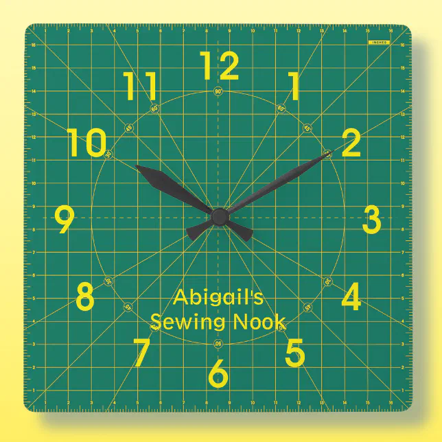 Quilter's Green Cutting Mat Clock | Zazzle